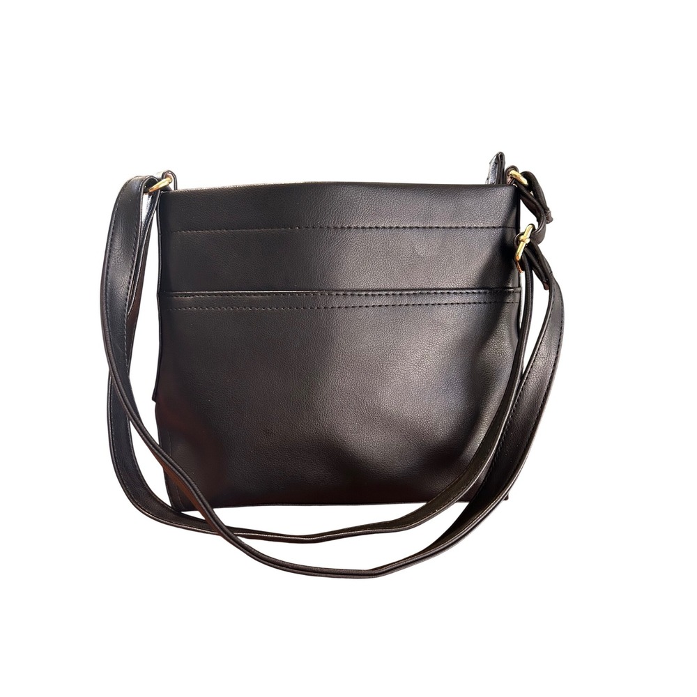 Black Faux Leather Crossbody Bag Gold Hardware TT231135-BLK